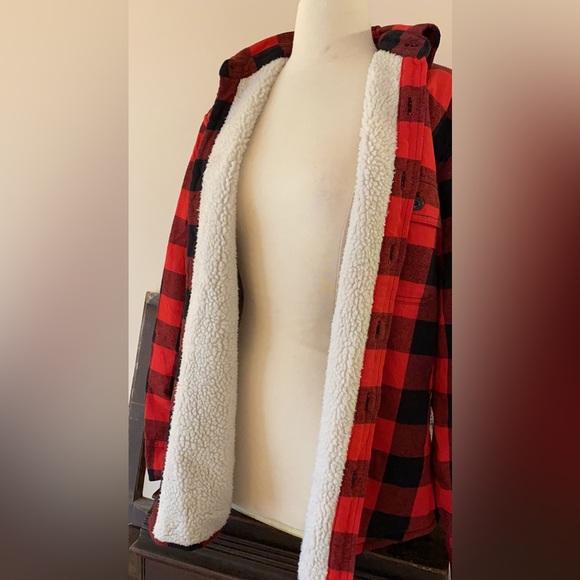 J. Crew Buffalo Check Sherpa Flannel Button Down Shirt Jacket Lumberjack - Picture 5 of 6